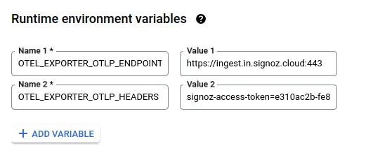 Cloud Function Runtime Environment Variables